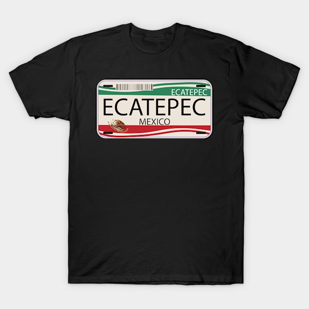 Mexican License Plate Ecatepec Mexican Flag Emblem T-Shirt by Beautiful Butterflies by Anastasia